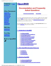 Openbsd Frequently Asked Questions