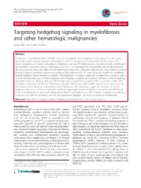VIEW Open Access Targeting Hedgehog Signaling in Myelofibrosis and Other Hematologic Malignancies Raoul Tibes* and Ruben a Mesa