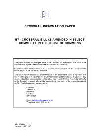 Crossrail Bill As Amended in Select Committee in the House of Commons