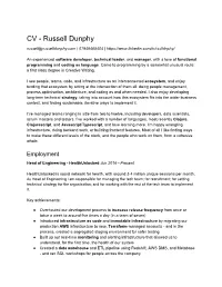 CV - Russell Dunphy Russell@Russelldunphy.Com | 07849465404 |