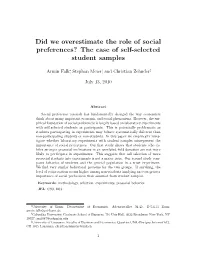 Did We Overestimate the Role of Social Preferences? the Case of Self-Selected Student Samples