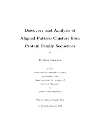 Discovery and Analysis of Aligned Pattern Clusters from Protein Family Sequences