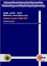International Journal of Innovative Technology and Exploring Engineering