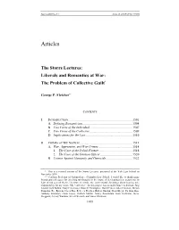 Liberals and Romantics at War: the Problem of Collective Guilt*