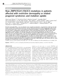 Mutations in Patients Affected with Restrictive Dermopathy Or Related Progeroid Syndromes and Mutation Update