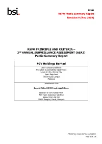 Public Summary Report FGV Holdings Berhad
