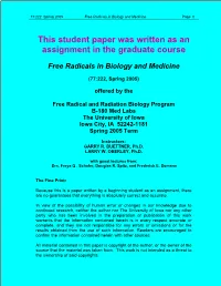 This Student Paper Was Written As an Assignment in the Graduate Course
