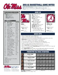 2011-12 Basketball Game Notes