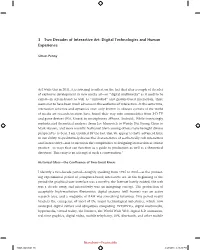 3 Two Decades of Interactive Art: Digital Technologies and Human Experience
