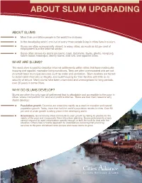 About Slum Upgrading