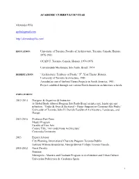 ACADEMIC CURRICULUM VITAE Alexander Pilis Apilis@Gmail.Com