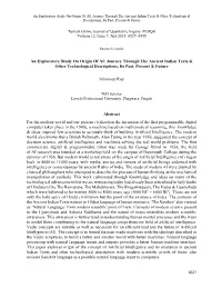 An Exploratory Study on Origin of AI: Journey Through the Ancient Indian Texts & Other Technological Descriptions, Its Past, Present & Future