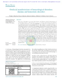 Anemia and Hemostatic Disorders