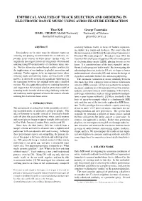 Empirical Analysis of Track Selection and Ordering in Electronic Dance Music Using Audio Feature Extraction