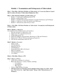 Module 1: Transmission and Pathogenesis of Tuberculosis