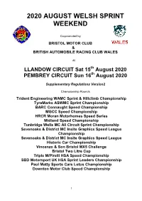 2020 August Welsh Sprint Weekend