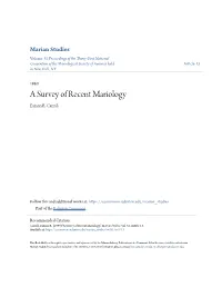 A Survey of Recent Mariology Eamon R