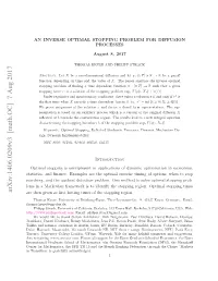 An Inverse Optimal Stopping Problem for Diffusion Processes August 8, 2017