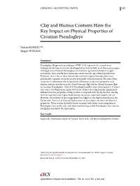 Clay and Humus Contents Have the Key Impact on Physical Properties of Croatian Pseudogleys
