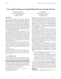 Cross-App Tracking Via Nearby Bluetooth Low Energy Devices