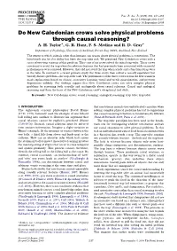 Do New Caledonian Crows Solve Physical Problems Through Causal Reasoning? A