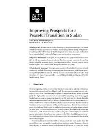 Improving Prospects for a Peaceful Transition in Sudan