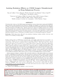 Ionizing Radiation Effects on CMOS Imagers Manufactured in Deep Submicron Process