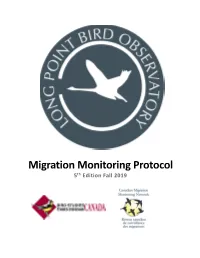 Migration Monitoring Protocol 5Th Edition Fall 2019