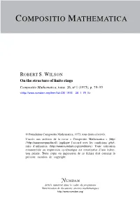 ON the STRUCTURE of FINITE RINGS by Robert S