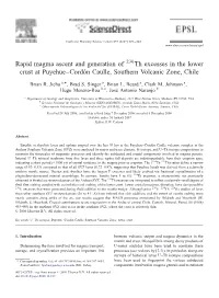 Rapid Magma Ascent and Generation of Th Excesses in the Lower Crust At