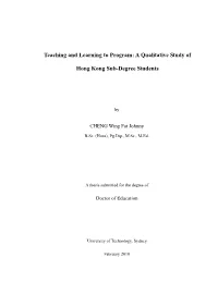 Teaching and Learning to Program: a Qualitative Study of Hong Kong Sub