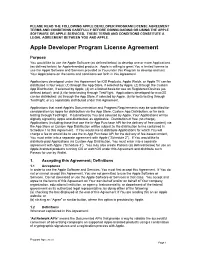 Apple Developer Program License Agreement Terms and Conditions Carefully Before Downloading Or Using the Apple Software Or Apple Services