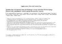 Identification of Fromiamycalin and Halaminol a from Australian Marine Sponge Extracts with Anthelmintic Activity Against Haemonchus Contortus