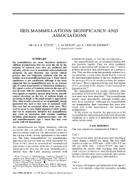 Iris Mammillations: Significance and Associations