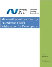 Microsoft Windows Identity Foundation (WIF) Whitepaper for Developers