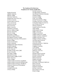 The Academy of the Holy Cross Acceptance List—Classes of 2009