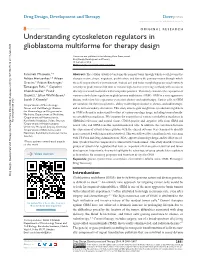 Understanding Cytoskeleton Regulators in Glioblastoma Multiforme for Therapy Design