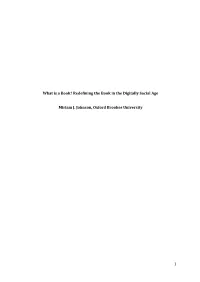 1 What Is a Book? Redefining the Book in the Digitally Social Age