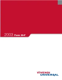 2003 Form 20-F VIVENDI UNIVERSAL - 2003 FORM 20-F