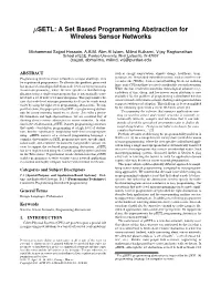 A Set Based Programming Abstraction for Wireless Sensor Networks