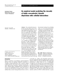 An Empirical Model Predicting the Viscosity of Highly Concentrated