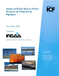 Background Outline for Discussion of Waste Heat Recovery at Pipeline
