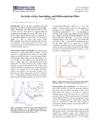 Savitzky-Golay Smoothing and Differentiation Filter Neal B