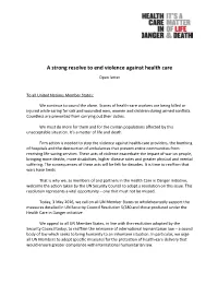 A Strong Resolve to End Violence Against Health Care