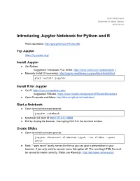 Intro to Jupyter Notebook