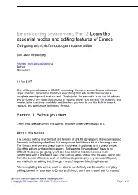 Learn the Essential Modes and Editing Features of Emacs Get Going with This Famous Open Source Editor