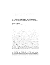 New Discoveries Among the Philistines: Archaeological and Textual Considerations