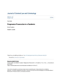 Progressive Prosecution in a Pandemic