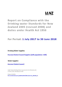 Report on Compliance with the Drinking-Water Standards for New Zealand 2005 (Revised 2008) and Duties Under Health Act 1956