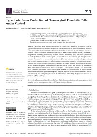 Type I Interferon Production of Plasmacytoid Dendritic Cells Under Control